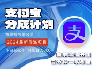 2024蓝海项目，支付宝分成计划项目，教你刷爆播放量收益，三分钟一条作…-KJ分享