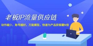 老板 IP流量 供应链，动作越少，账号越好，万能模型，快速为产品获客翻N倍-KJ分享
