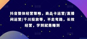 抖音整体经营策略，商品卡运营/直播间运营/千川投放等，不走弯路，学到就是赚到【录音】-KJ分享