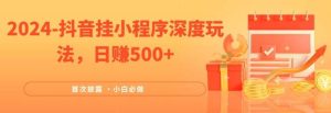 2024全网首次披露,抖音挂小程序深度玩法,日赚500+,简单、稳定,带渠道收入,小白必做【揭秘】-KJ分享
