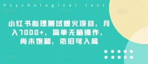 小红书心理测试爆火项目,月入7000+,简单无脑操作,尚未饱和,依旧可入局-KJ分享