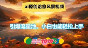 ai原创治愈风景视频,引爆流量池,小白也能轻松上手,篇篇10w+【揭秘】-KJ分享