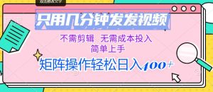 只用几分钟发发视频,不需剪辑,无需成本投入,简单上手,矩阵操作轻松…-KJ分享