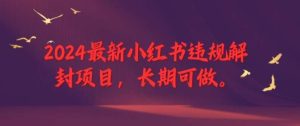 2024最新小红书违规解封项目，长期可做，一个可以做到退休的项目【揭秘】-KJ分享