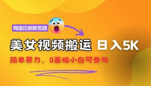 【新思路】视频搬运+网盘拉新，靠搬运每日5000+简单暴力，0基础小白可参与-KJ分享