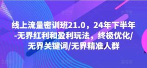 线上流量密训班21.0，24年下半年-无界红利和盈利玩法，终极优化/无界关键词/无界精准人群-KJ分享