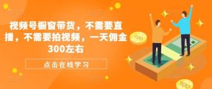 视频号橱窗带货，不需要直播，不需要拍视频，一天佣金300左右-KJ分享