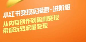 小红书变现实操营-进阶版：从内容创作到盈利变现，带你玩转流量变现-KJ分享
