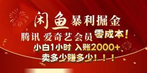 闲鱼全新暴力掘金玩法，官方正品影视会员无成本渠道！小白1小时收…-KJ分享