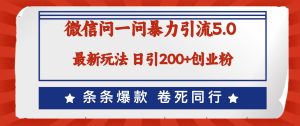 微信问一问最新引流5.0，日稳定引流200+创业粉，加爆微信，卷死同行-KJ分享