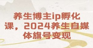 养生博主ip孵化课,2024养生自媒体旗号变现-KJ分享