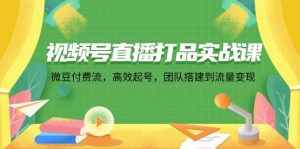视频号直播打品实战课：微 豆 付 费 流，高效起号，团队搭建到流量变现-KJ分享
