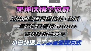 黑神话悟空游戏蹭热点配合网盘拉新+私域,一鱼多吃日变现5000+赚快钱拆…-KJ分享