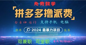 拼多多撸派费，2024最暴利的项目。软件全自动运行，日下1000单。每天利润500+，免费-KJ分享