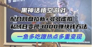 黑神话悟空游戏配合网盘拉新+多多虚拟+私域日变现3000+赚快钱方法。…-KJ分享