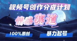 详解视频号创作者分成项目之情感赛道，暴力起号，可同步多平台 (附素材)-KJ分享