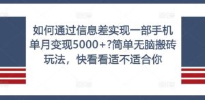 如何通过信息差实现一部手机单月变现5000+?简单无脑搬砖玩法,快看看适不适合你【揭秘】-KJ分享