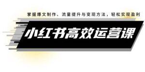小红书高效运营课:掌握爆文制作、流量提升与变现方法,轻松实现盈利-KJ分享