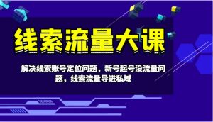 线索流量大课-解决线索账号定位问题，新号起号没流量问题，线索流量导进私域-KJ分享