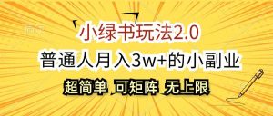 小绿书玩法2.0,超简单,普通人月入3w+的小副业,可批量放大-KJ分享