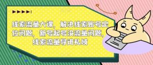 线索流量大课,解决线索账号定位问题,新号起号没流量问题,线索流量导进私域-KJ分享