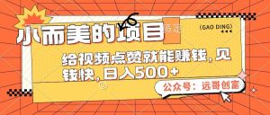 小而美的项目，给视频点赞也能赚钱，见钱快，日入500+-KJ分享