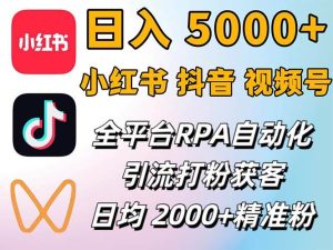 小红书、抖音、视频号RPA全自动矩阵引流截流获客工具,日均2000+精准粉丝-KJ分享