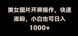 美女图片开屏操作，快速涨粉，小白也可日入1k【揭秘】-KJ分享