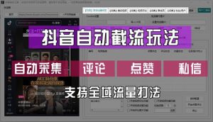 抖音自动截流玩法，利用一个软件自动采集、评论、点赞、私信，全域引流-KJ分享