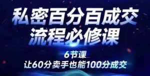 私密百分百成交流程线上训练营,绝对成交,让60分卖手也能100分成交-KJ分享