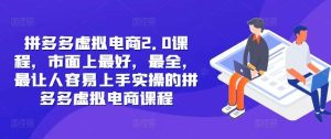 拼多多虚拟电商2.0项目，市面上最好，最全，最让人容易上手实操的拼多多虚拟电商课程-KJ分享