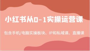 小红书从0-1实操运营课,包含手机/电脑实操板块、IP和私域课、直播课(97节)-KJ分享