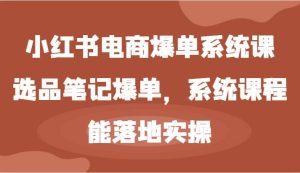 小红书电商爆单系统课-选品笔记爆单,系统课程,能落地实操-KJ分享