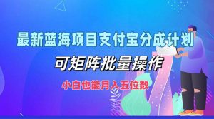 最新蓝海项目支付宝分成计划，可矩阵批量操作，小白也能月入五位数-KJ分享