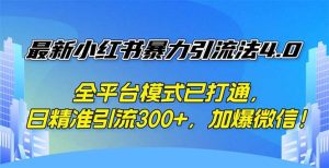 最新小红书暴力引流法4.0, 全平台模式已打通,日精准引流300+,加爆微…-KJ分享