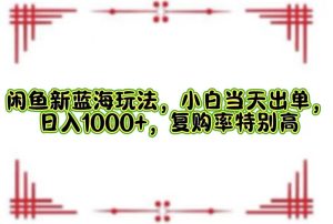 闲鱼新蓝海玩法，小白当天出单，日入1000+，复购率特别高-KJ分享