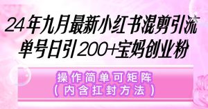 小红书混剪引流，单号日引200+宝妈创业粉，操作简单可矩阵（内含扛封…-KJ分享