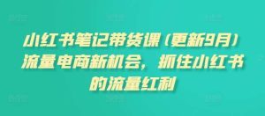 小红书笔记带货课(更新9月)流量电商新机会，抓住小红书的流量红利-KJ分享