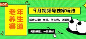 视频号最新玩法,老年养生赛道一键原创,多种变现渠道,可批量操作,日…-KJ分享
