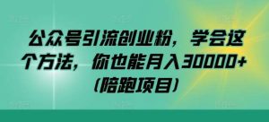 公众号引流创业粉，学会这个方法，你也能月入30000+ (陪跑项目)-KJ分享