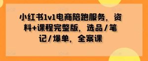 小红书1v1电商陪跑服务,资料+课程完整版,选品/笔记/爆单,全案课-KJ分享
