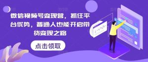 微信视频号变现营，抓住平台优势，普通人也能开启带货变现之路-KJ分享