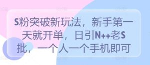 S粉突破新玩法,新手第一天就开单,日引N++老S批,一个人一个手机即可【揭秘】-KJ分享