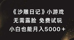 《沙雕日记》小游戏,无需露脸免费试玩,小白也能月入5000+【揭秘】-KJ分享