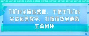 TikTok全域运营课,手把手TikTok实战运营教学,打造带货全链路生态闭环-KJ分享