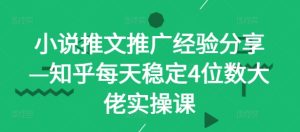 小说推文推广经验分享—知乎每天稳定4位数大佬实操课-KJ分享