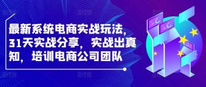 最新系统电商实战玩法,31天实战分享,实战出真知,培训电商公司团队-KJ分享