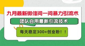九月最新微信问一问暴力引流术，团队自用引流术，每天稳定300+创…-KJ分享