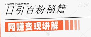 最新闲鱼引流创业粉，日引100+，网创项目虚变现讲解【揭秘】-KJ分享