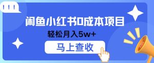 小鱼小红书0成本项目,利润空间非常大,纯手机操作!-KJ分享